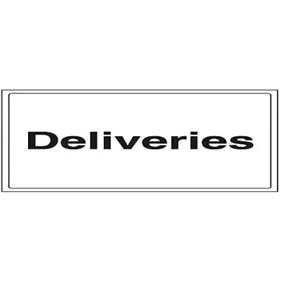 Image of V Safety Deliveries Sign 400mm x 300mm 1mm Rigid Plastic