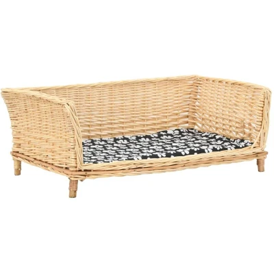 Image of vidaXL Dog Basket with Cushion 90x54x35 cm Natural Willow