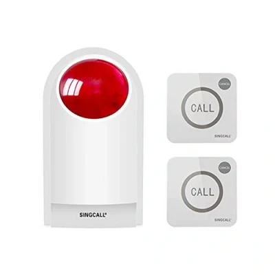 Image of Remote Emergency Strobe Siren Alarm Kit Waterproof Outdoor Loud Panic SOS Warning System for Business Home Shop Hotel School 300ft 1 Red Flashing Siren+ 2 Call Buttons
