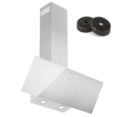 Image of Klarstein Cooker Hood 90cm, Extractor Fan for Kitchen w/Dishwasher Safe Aluminium Grease Filter, 305 m3/h Airflow, LEDs, Touch Controls Hoods, Wall Mount Steel Vent Hoods