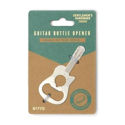 Image of Gentlemen&#039;s Hardware Guitar Shaped Beer Bottle Opener Multi Tool, 87mm, Stainless Steel