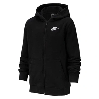 Image of NIKE Children&#039;s Sportswear Club Full zip Hoodie, Black/Black/White, S UK