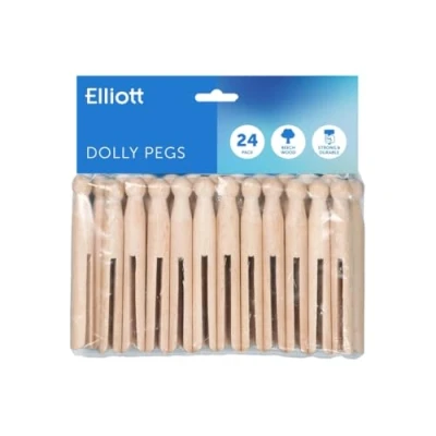 Image of Elliotts Beech Wood Dolly Pegs 24 Pack