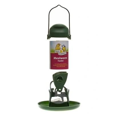Image of Walter Harrison&#039;s Wild Bird Flip Top Green Hanging Mealworm Garden Feeder Large 30 cm
