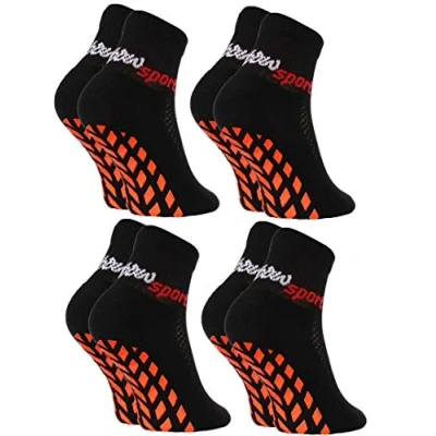 Image of Rainbow Socks Boy Girl Terry Sport Non Slip Ankle 4 Pairs Black Size 11,5 2,5
