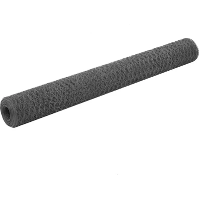 Image of vidaXL Chicken Wire Fence Steel with PVC Coating 25x1.2 m Grey