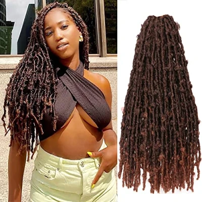 Image of Butterfly Locs Crochet Hair 6 Packs Long Faux Braids Pre looped Distressed Soft Dreadlocks Synthetic Extensions (T30, 24 Inch (Pack of 6))
