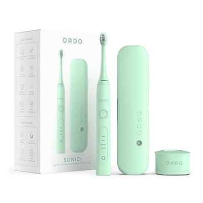 Image of Ordo Sonic+ Electric Toothbrush &amp; Charging Travel Case Toothbrushes for Adults, Advanced Tech, 4 Brushing Modes, Fast Rechargeable Battery, Silicone Polishing, USB Charger Mint Green