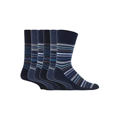 Image of 6 Pairs men&#039;s gentle grip no elastic socks 11 uk, 39 45 eur Assorted colours squares (MGG49)