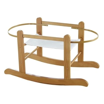 Image of Kinder Valley Moses Basket Stand Little Gem Rocking Stand, Solid Pinewood, Smooth Motion, Fits Majority of Palm &amp; Wicker Baskets (Natural)