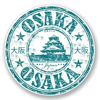 Image of 2 x 10cm Osaka Japan Japanese Travel Luggage Sticker Flag Laptop Decal Fun #5958 (10cm 10cm)