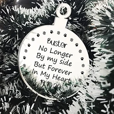Image of Personalised Dog Cat Memorial Gift Christmas Decoration Engraved Bauble