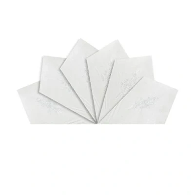 Image of Warwick &amp; Vance Pack Of 6 Womens/Ladies White Handkerchiefs With Floral Embroidery Satin Stripe Borders, 100% Cotton, 29 x 29cm