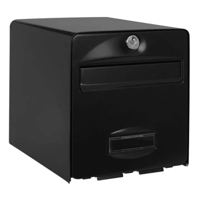 Image of BURG WÄCHTER La Poste, 2 Doors, 509 NO Balthazar, Black Galvanised Steel Mailbox, with Full Opening Door and Mail Stop (Door Blocked at 120)