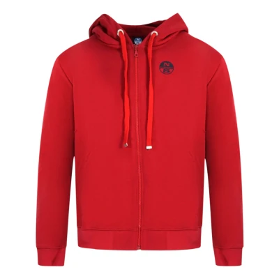 Image of North Sails Mens Logo Red Zip Hoodie Cotton Size Large