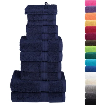 Image of vidaXL 12 Piece Premium Towel Set SOLUND Navy Blue 600 gsm
