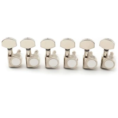 Image of Musiclily Pro 6 in line 15:1 Ratio 1 Pin Full Sealed Machine Heads Tuners Tuning Pegs Keys with Hex Button for SQ Strat Tele Style Electric Guitar, Nickel