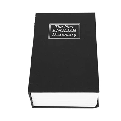 Image of Simulation Book Safe Box, Black English Dictionary Box Money Jewelry Collection Storage Case with 2 Keys Creative