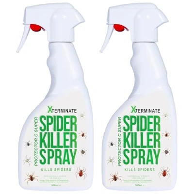 Image of Xterminate Spider Killer Spray 2 x 500ml Repellent for Indoor &amp; Outdoor Use HSE Approved, Pet Child Safe, Kills All Types of Household Spiders Non Staining Low Odour 12 Week Protection