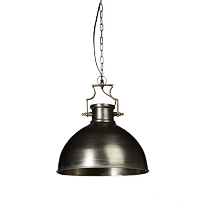 Image of Relaxdays Industrial Matt Large Hanging, 145 x 40.5 cm Bell Shaped Lampshade Metal Pendant Lamp Ceiling Light E27 up to 40W, Grey, 40 W