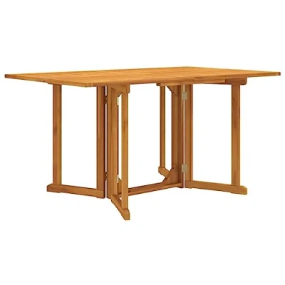 Image of vidaXL Solid Teak Wood Butterfly Garden Table with Waterbased Finish Foldable for Easy Storage Sturdy Tabletop Brown