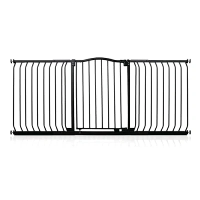 Image of Safetots Curved Top Safety Gate, 179cm 188cm, Matt Black, Pressure Fit Stair Baby Gate for Doors Hallways and Spaces, Barrier, Easy Installation