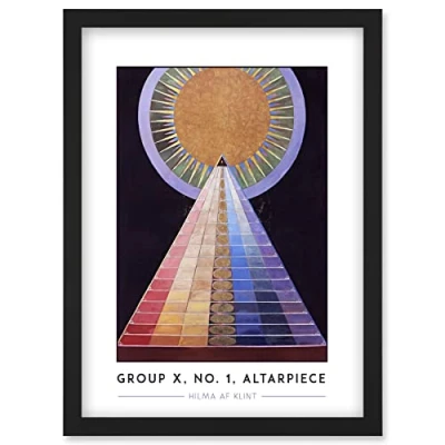 Image of Wee Blue Coo Hilma Af Klint Group X, No. 1, Altarpiece Abstract Painting Artwork Framed Wall Art Print A4