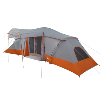 Image of vidaXL Family Tent with Windows Dome Grey&amp;Orange 6 Person Waterproof