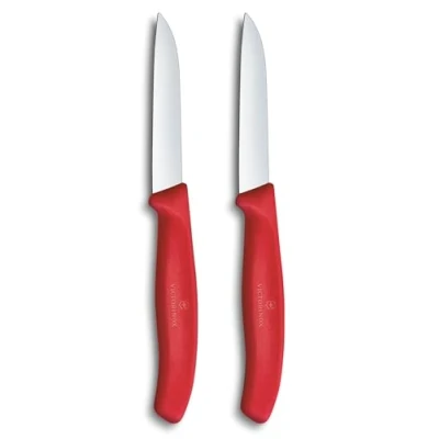 Image of Victorinox Swiss Classic Red 8cm Straight 2 Piece Paring Knife Box Set