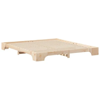 Image of vidaXL Floor Bed Frame with Storage Brown 200 x 210 cm Solid pine wood