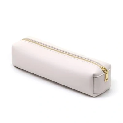 Image of eusbon PU Pencil Pen Case Portable Stationery Bag Big Capacity Pouch Cosmetic Organizer for College Student, Beige
