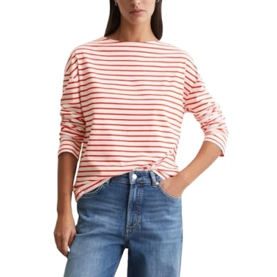 Image of Marc O&#039;Polo Denim BOAT NECK Relaxed Long sleeved top, Women&#039;s, Size: Medium, Light red