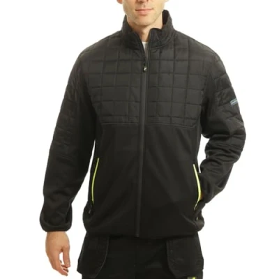 Image of Goodyear Workwear GYJKT049 Men&#039;s Full Zip Quilted Lightweight Wind Resistant Thermal Work Jacket, Black/Black, S