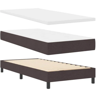 Image of Box Spring Bed with Mattress Dark Brown 90x200 cm Fabric Vidaxl