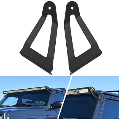Image of Nilight 2PCS 50 Curved LED Light Bar Bracket at Upper Windshield Roof Cab for 1984 2001 Jeep Cherokee XJ &amp; 1986 1992 Comanche MJ, 2 Years Warranty