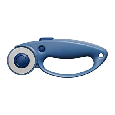 Image of Fiskars 45mm Rotary Cutter Ergonomic Handle Rolling Fabric with Safety Lock for Fabric, Leather, Crafting, Sewing, Quilting, Perfect Left &amp; Right Hand Mountain Haze