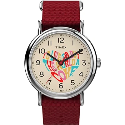 Image of Timex Weekender 38 mm Unisex Quartz Analog Red Fabric Watch TW2V29900