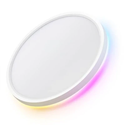 Image of LuminexDesigns LED Ceiling Light Dimmable Smart 24W Flat Lamp with RGB Backlight, WiFi App Remote &amp; Voice Control, Compatible Alexa Google Assistant for Living Room Bedroom Kitchen