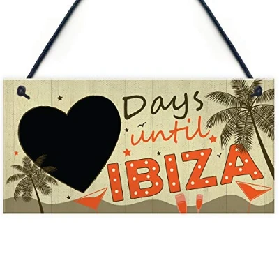 Image of RED OCEAN CHALKBOARD Countdown Holiday Ibiza Hanging Plaque Friendship Alcohol Party Gift Keepsake