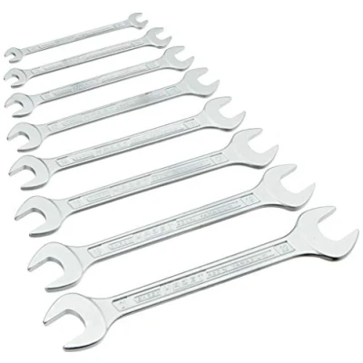 Image of HAZET 450N/8RS Hexagon Profile Double Open End Wrench Set Chrome Plated