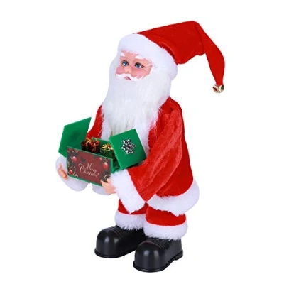 Image of Christmas Singing Dancing Santa Claus Decor Figure Music Long Beard Father Decoration Free Standing Doll Ornament Table Fireplace Xmas Party