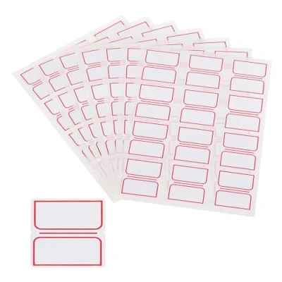 Image of M&amp;G 600 Pcs Name Tag Stickers, Labels Stickers Waterproof Adhesive Blank for Stuff Daycare Supplies Bottle Clothes Fabric Folder Office Camp, 24x27mm, Red White