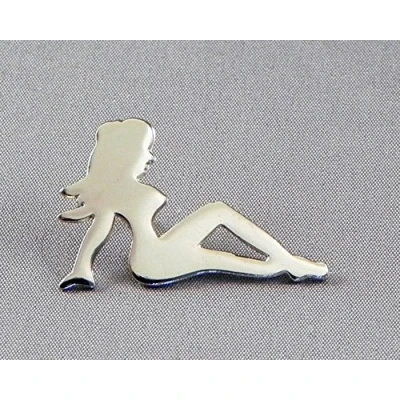 Image of Metal Enamel Pin Badge Brooch Silver Lady Girl Babe Female Truck Bike Scooter