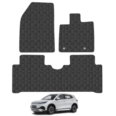 Image of 5mm Rubber Car Mats Compatible With BYD Atto 3 (2022+) Tailored Fit Floor Set Accessory Custom Anti Slip Backing Heavy Duty Waterproof Easy Clean Durable All Weather Full Coverage
