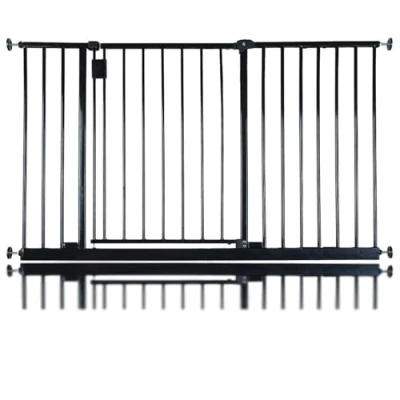 Image of Bettacare Extra Wide Hallway Dog Gate, 122cm 128cm, Black, Pressure Fit Pet Puppy Safety Barrier for Hallways and Spaces, Easy Installation