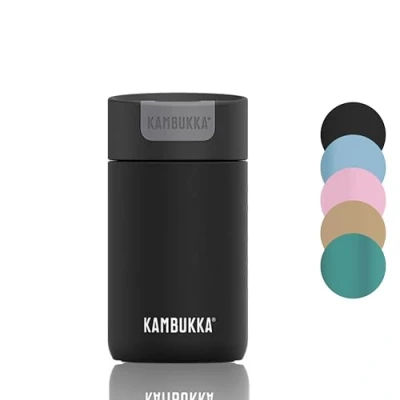 Image of Kambukka Travel Mug 300ml/10oz Insulated Coffee Cup Leak Proof Thermal Stainless Steel to go hot Cold Flask Olympus Jet Black