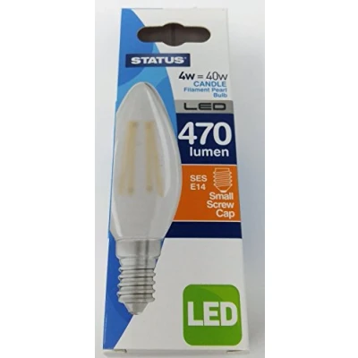 Image of Status 4w(40W) Pearl LED Candle Bulb SES E14 Small Screw in Pack of 4