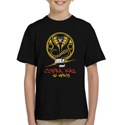 Image of Cloud City 7 Cobra Kai Logo No Mercy Kid&#039;s T Shirt Black