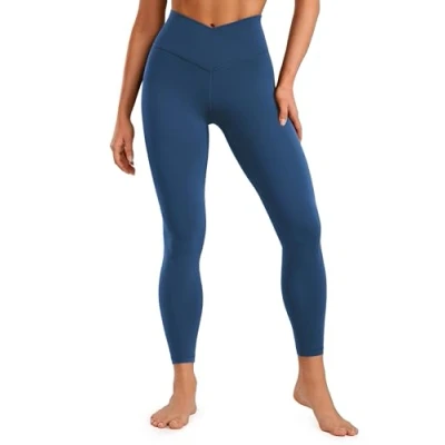 Image of CRZ Yoga Womens Butterluxe Cross Waist 25&#039;&#039; Workout Leggings V High Waisted Gym Soft French Navy 12