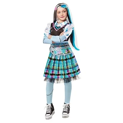 Image of Rubie&#039;s 1000682M000 Frankie Stein Deluxe Child Costume Monster High Kids Fancy Dress, Girls, Multicoloured, 9 10 Years